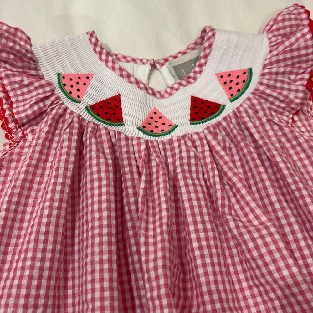 Watermelon Smocked Bishop Dress